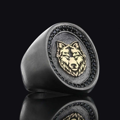 Gemstone Golden Wolf Ring